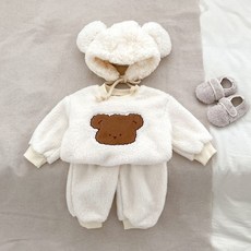 STARDOOR 幼兒可愛小熊搖粒絨上衣褲子套裝