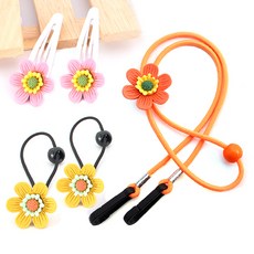 Arang Rorang 優雅花朵口罩吊帶項鍊2種 + 髮夾2件式套組