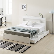 파로마 포마드 LED 통서랍 침대 프레임 + 코자 본넬 라텍폼스 20T 매트리스 세트 방문설치, 화이트(프레임), 단일 색상(매트리스)