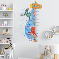 Alleophom 海洋身高尺牆壁貼紙 2入, 藍色