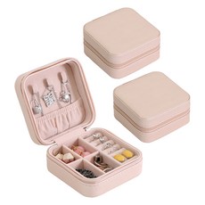 WithWin 皮革便攜式珠寶盒, 3個, 粉紅色