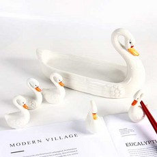 天鵝家族湯匙筷子架 6入組 C129, 白色的, 1套