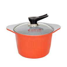 Kitchen-Art IH感應爐適用雙耳陶瓷不沾湯鍋+鍋蓋, 26cm, 橘色