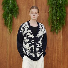 金九男士墨水提花針織開襟衫