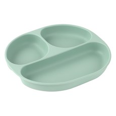 Iwaien 吸盤式矽膠幼兒餐盤 薄荷綠, 單品, 1個, 薄荷