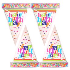 BABO Partystar 生日紙質三角掛旗 12p, 4個, 混色