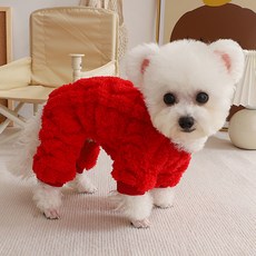 PASTEL PET 寵物柔軟麻花連身衣, 紅色