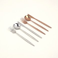 몽블랑 로얄 디아망 2인 양식 커트러리 세트, 실버, 로즈골드, 1세트, 디너나이프 2종 + 디너스푼 2종 + 디너포크 2종