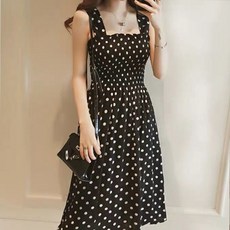soleil 女款休閒圓點沙灘連身裙, 黑色