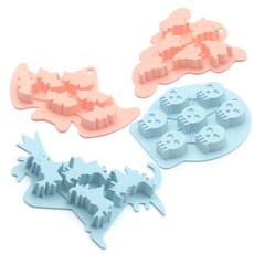 BERinG 矽膠多用途模具 恐龍 + 蝙蝠 + 幽靈 + 骷髏 組合, 混合顏色