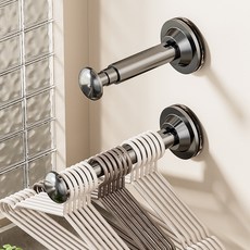 Lala工坊 免鑽孔吸盤式 3段長度可調式掛架, 2個, 鋼鐵灰