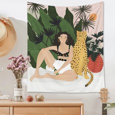 北歐插畫壁掛厚布織物海報 001 GT3001 + 夾子, 無框