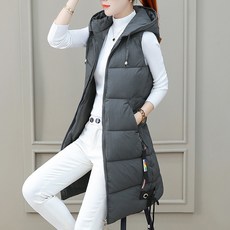 Banya Story 女款長版連帽鋪棉背心 PP75