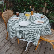 Cottage 日常防水格紋桌布, 綠色, 2人座 矮桌用(110 x 95 cm)