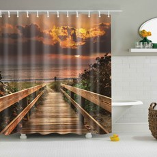 Karis 天空海灘日落浴室浴簾 A13 90 x 180 cm, 1個
