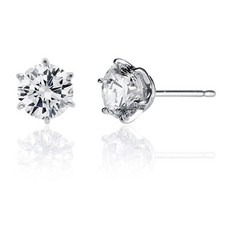 ENCLAIR 女性莫桑石完美切割培育鑽石6爪2克拉925純銀18K包金耳環