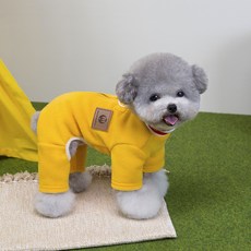 CHONGLEGU Coupet's 狗狗背部拉鍊刷毛連身衣, 黃色, 1個