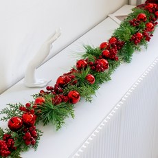 flowertree 室內牆面裝飾 漿果鈴鐺松樹掛飾 160cm, 紅色