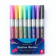 Gabonda 雙線輪廓麥克筆, 8色, 1套