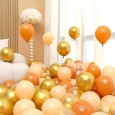 P&B UNITY 氣球 50p 套組 金色, 03 金色與可可色 亮片 4色混合, 1套