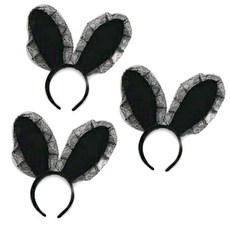 WOW PARTY KOREA 兔頭帶蕾絲圓耳 N, 黑色的, 3個