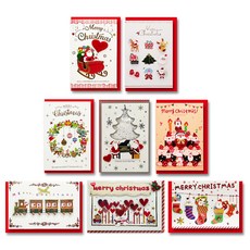 Yeongwon 聖誕卡片 C15-N 8款套組, 1套, 混合色