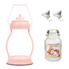 YANKee CANDLe 融蠟燈 + 大罐蠟燭 柔軟毛毯 + 燈泡 2入組, 寶寶粉