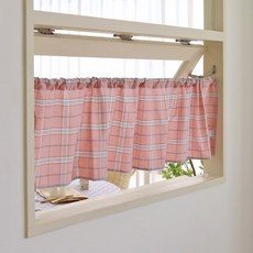DECOTONIK 粉彩格紋短窗簾, 粉紅色
