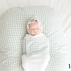 제이앤제나 역류방지 쿠션커버 + 쿠션솜 세트, 선염체크 민트