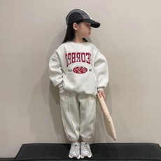 JOYMULTI 童款紅色拼字大學T運動褲套裝