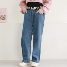 Nanajuni 女童Love鬆緊帶寬版內刷毛牛仔褲