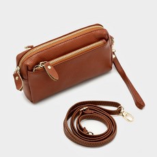 LULU 皮革迷你斜背包+配飾, 棕色（交叉袋），隨機發貨（組件）