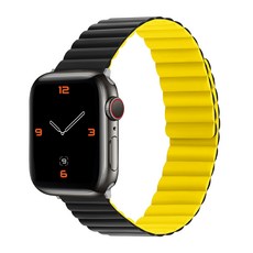 STAR SHIELD 智慧手錶磁吸矽膠雙面運動錶帶, 黑黃色