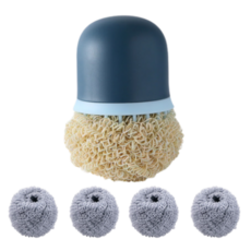 퀵살림 찌든때 식기 주방용 디쉬 수세미 블루 8 x 12 cm + 추가 볼 랜덤발송 4p세트, 1세트