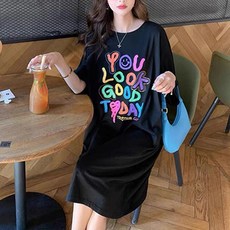 레몬소울 그렐 프린팅 반팔 원피스 빅사이즈 포함