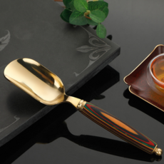 炫彩花木茶葉勺, 1支, 金色