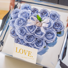 마음담은집 조화 특별한 플라워 용돈박스 세트 장미 + LED 조명, 블루(장미), 1개