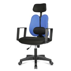 체어포커스 터디 고급 요추헤더형 4각팔 블랙바디 메쉬의자 TD28, 블랙 + 블루