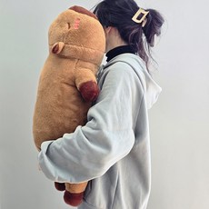 Dadaland 水豚身體抱枕娃娃 擁抱靠墊, 80cm, 1個, 棕色