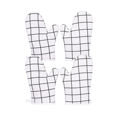 루덴스 북유럽풍 체크 주방 오븐장갑 양쪽세트, 화이트, 2세트