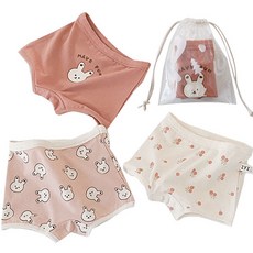 ZYZ 女童櫻桃與兔子四角內褲3件組 + 收納袋套組