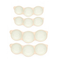 3格陶瓷盤 S號 2入+M號 2入組盒, 白色, 1套