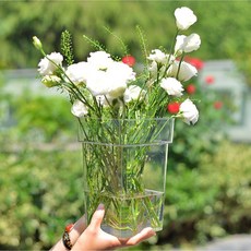 Vivid House 防碎壓克力大型花店用四角錐花瓶 小款, 透明