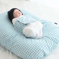 제이앤제나 역류방지 쿠션커버 + 쿠션솜 세트, 블루 후르츠체크