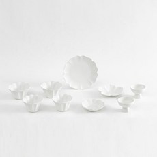 ERATO Moi 雙人9件組, 白色, 碗(S)2P + 碗(M)2P + 醬料碗2P + 花朵小菜碟1P + 5吋圓形小菜碟1P + 花朵盤(L)1P, 1套