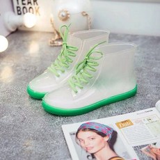女款透明綁帶雨靴