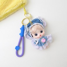 도트원피스 꼬마인형 키링, 퍼플도트, 1개