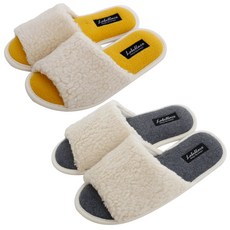 라벨라코 달콤 실내화 2종 세트, 옐로우(여) + 크림(남), 1개