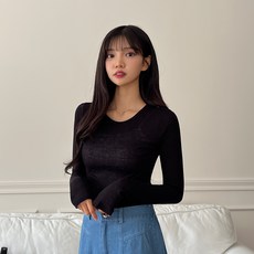 디아미뇽 여성용 카미 라운드넥 무지 긴팔티