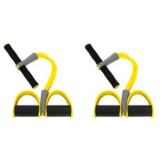 彩色瑜珈帶健身器材伸展踏板彈力帶 2件組, 黃色，黃色